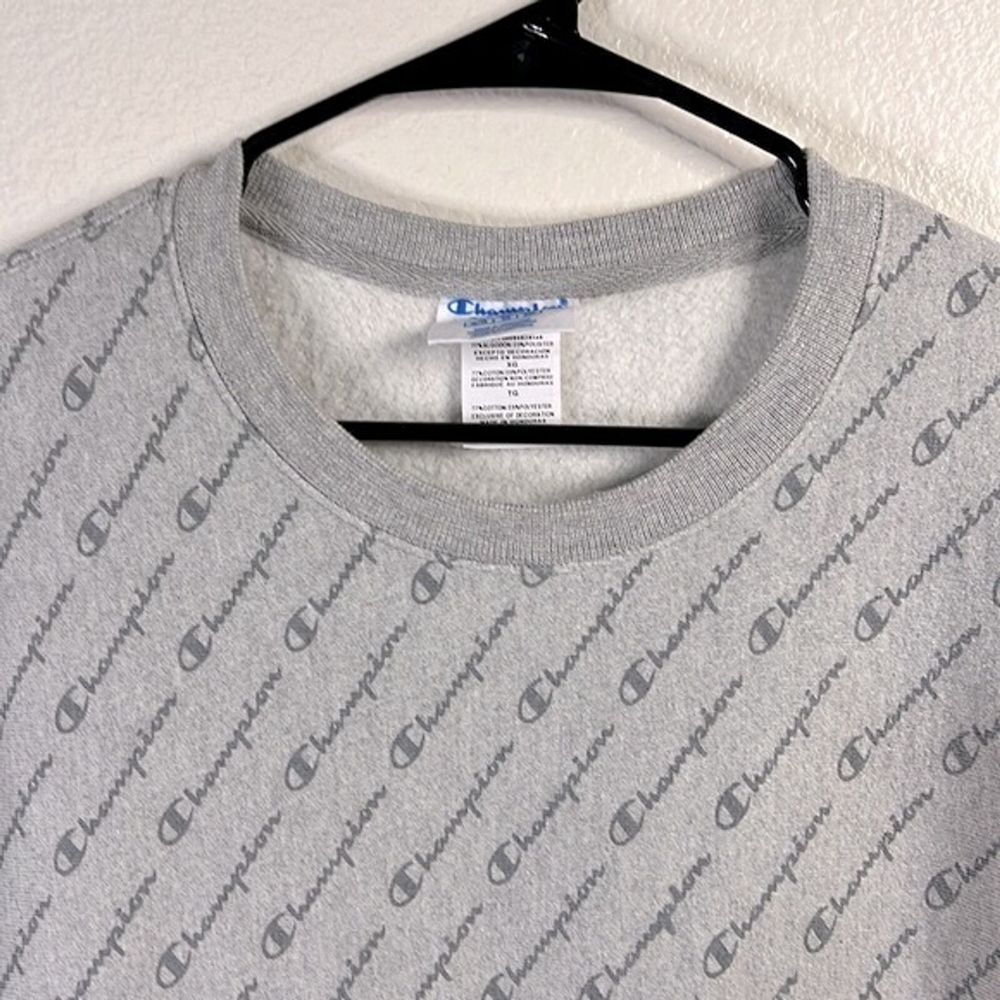 Champion Reverse Weave All Over Script Print Crew… - image 2
